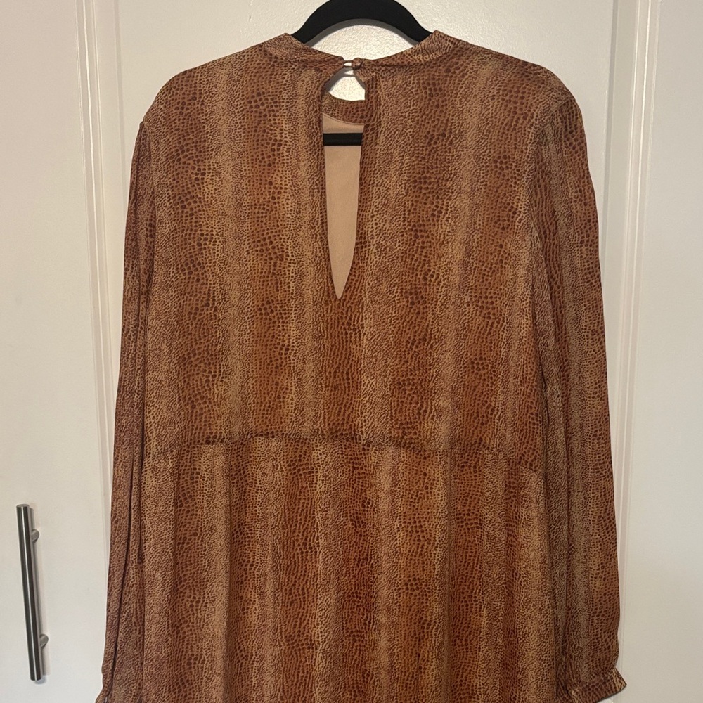 Park & Fifth Fairfax Tiered Long Sleeve Brown Midi Dress Python